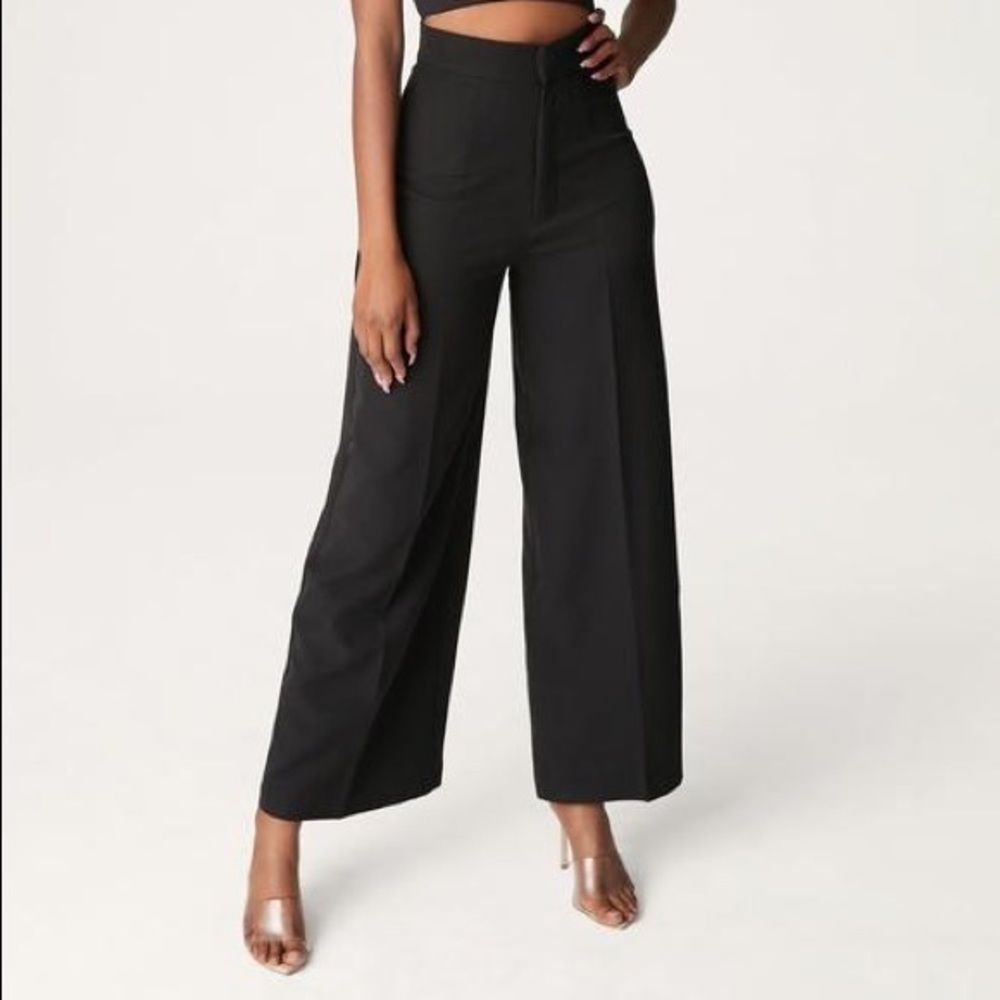 Meshki Black High Rise Wide Leg Pants Women Size Medium